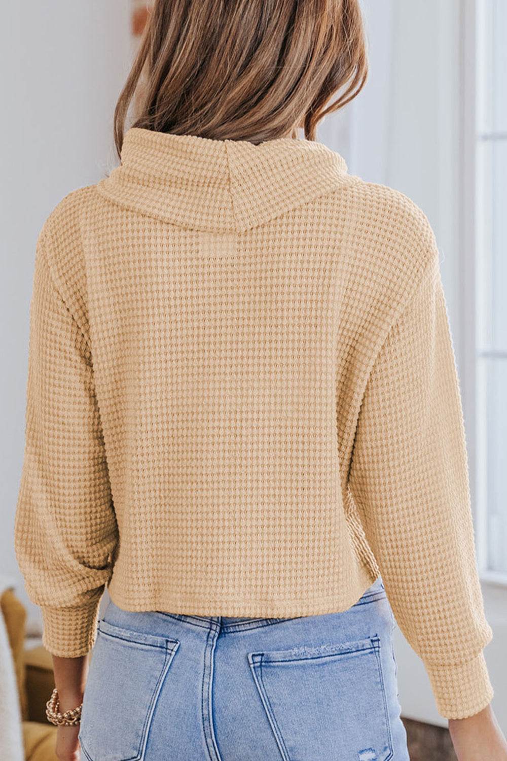 Waffle-Knit High Neck Top Trendsi 27abfc0939154bd8aaf45c8c42326367-Max
