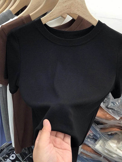 Crew Neck Short Sleeve T-Shirt Black Trendsi 28100e44f2634a27b926c391aade6545-Max-Origin