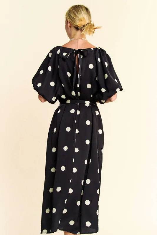 Davi & Dani Polka Dot Puff Sleeves Waist Tie Midi Dress Trendsi 2813a9c4408641fbb8d0bf0ee2022644-Max-Origin