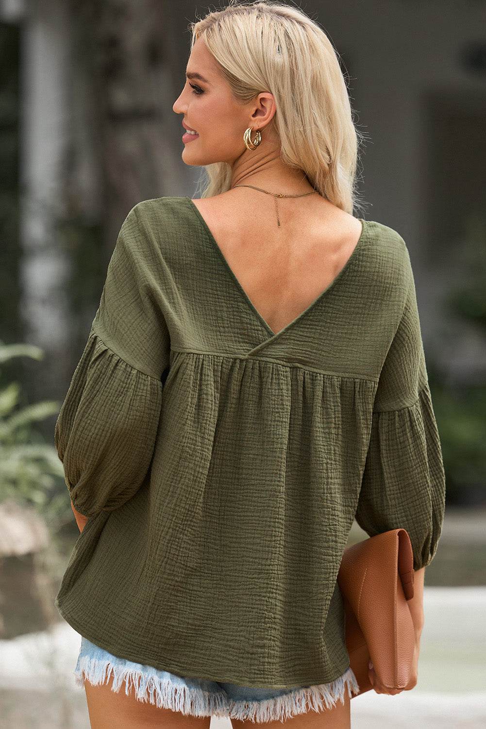 Dropped Shoulder V-Neck Blouse Trendsi 2839cdcd6e924539b7e211c6f4b4d9e3-Max
