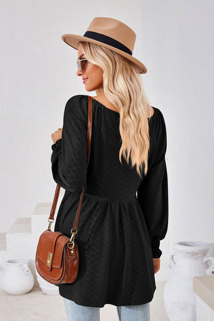 V-Neck Lantern Sleeve Blouse Trendsi 28622df58ab148e681b31864ae4e361f-Max