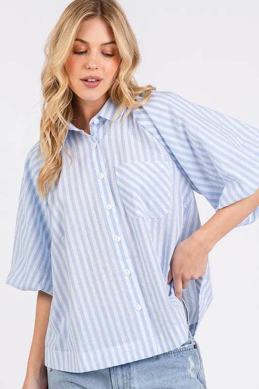 Mittoshop Button Down Striped Puff Sleeve Shirt Light Blue Trendsi 288f1169-2b6e-47b5-99d8-582b43746dcf-Max