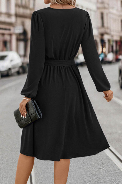 Tie Waist Notched Neck Long Sleeve Dress Trendsi 28af7ea3bfa14d56a2e0d0e818814c81-Max