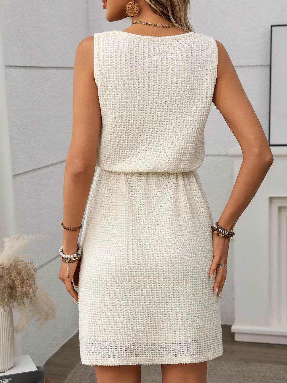 Waffle-Knit Drawstring Mini Tank Dress Trendsi 28d99658-22b9-46ad-a97f-fe11df5963f2-Max