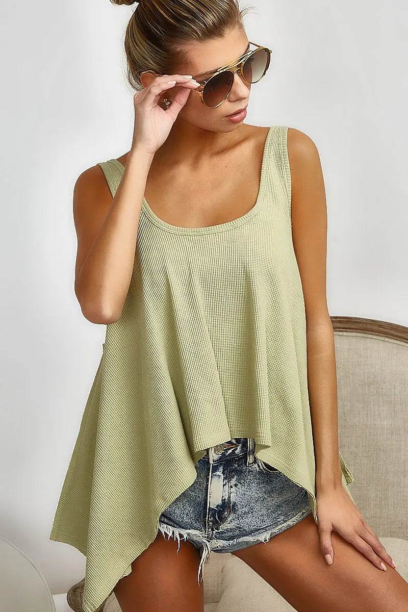 BiBi High and Low Flare Knit Tank Top Trendsi 28db589c76514967b60a971257070269-Max-Origin
