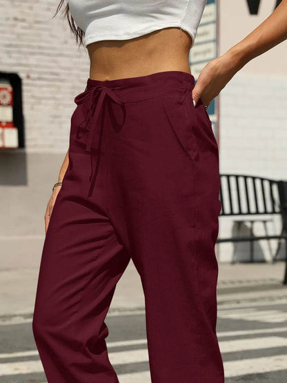 Elastic Waist Tapered Pants Trendsi 29044a4e-ce0d-4427-92f6-2a9f728fde80-Max
