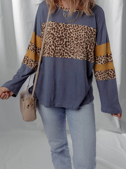 Leopard Color Block Long Sleeve Drop Shoulder Top Trendsi 291f1af31afc4b3d807bf1c9dff55f4b-Max-Origin