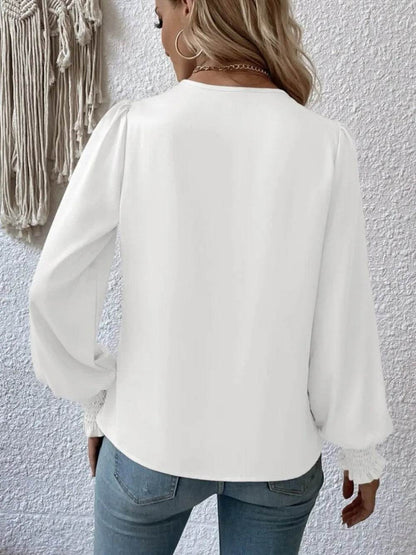 Surplice Smocked Lantern Sleeve Blouse Trendsi 2926260550f84f32a9a045586eb8cf05-Max