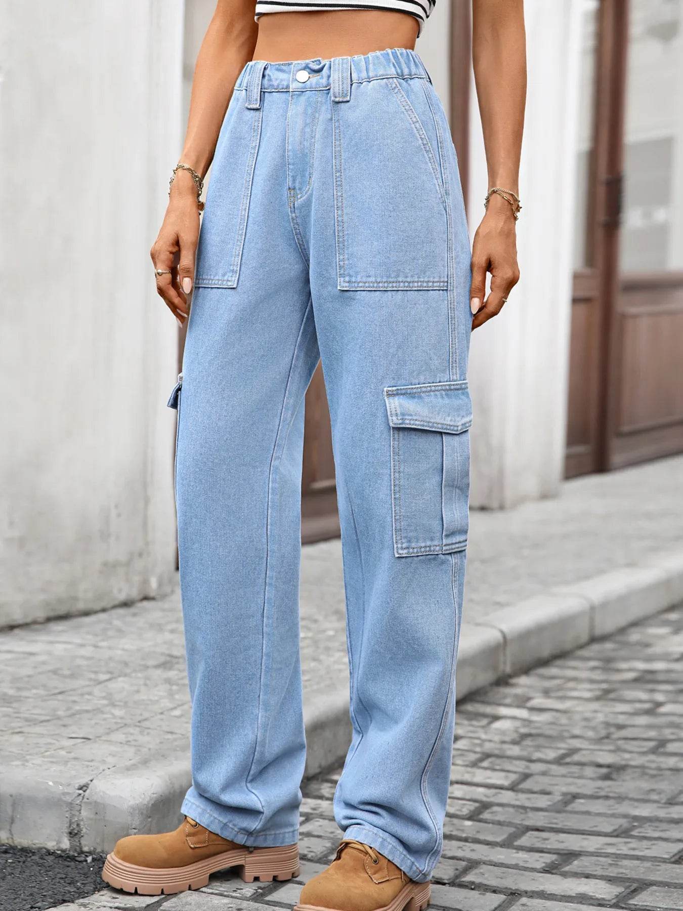 High-Waisted Cargo Jeans Light Blue Trendsi 292da11caf394d529d8188e51afd6505-Max-Origin