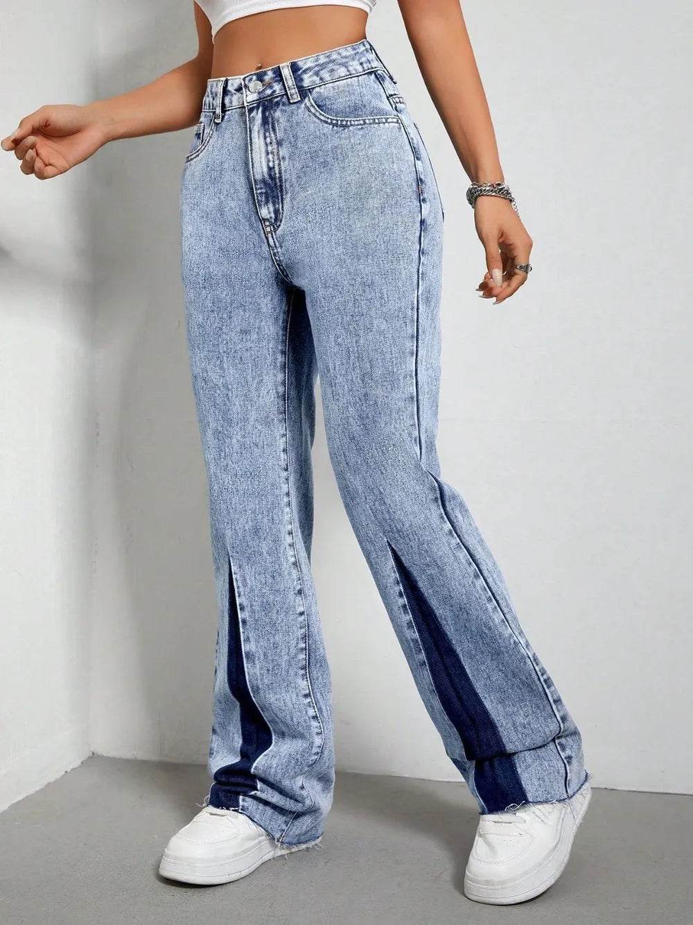 Contrast Bootcut Jeans with Pockets Light Trendsi 295c38f4-1b5a-4220-a2fa-f0bfaeaeab8b-Max