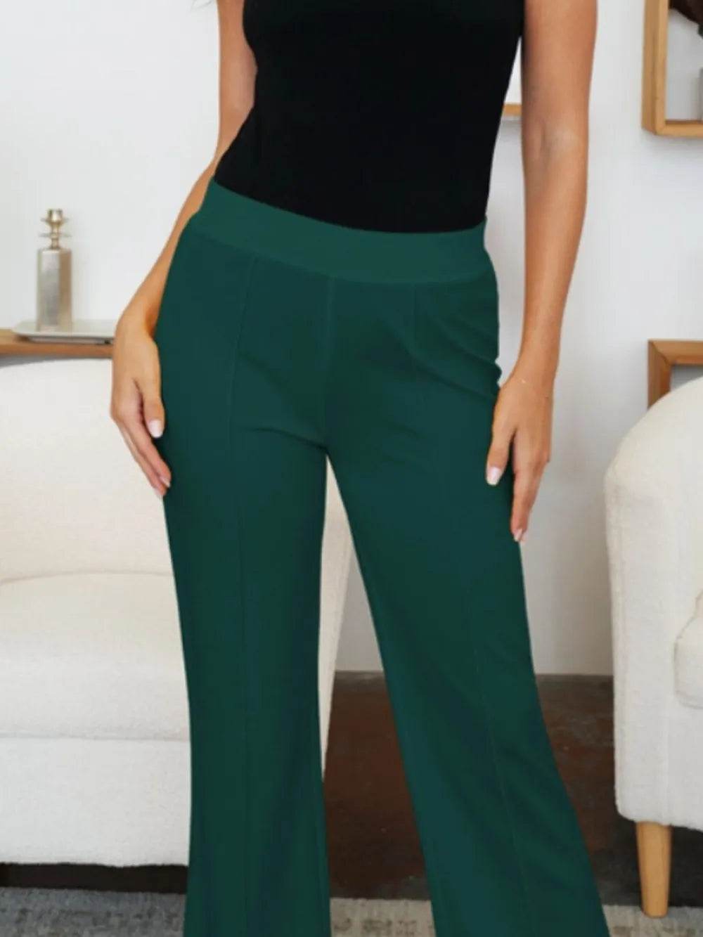 FAM-FAM Elastic Waist Bootcut Pants Trendsi 298ab979-36fe-400b-a478-88d5385d3b45-Max