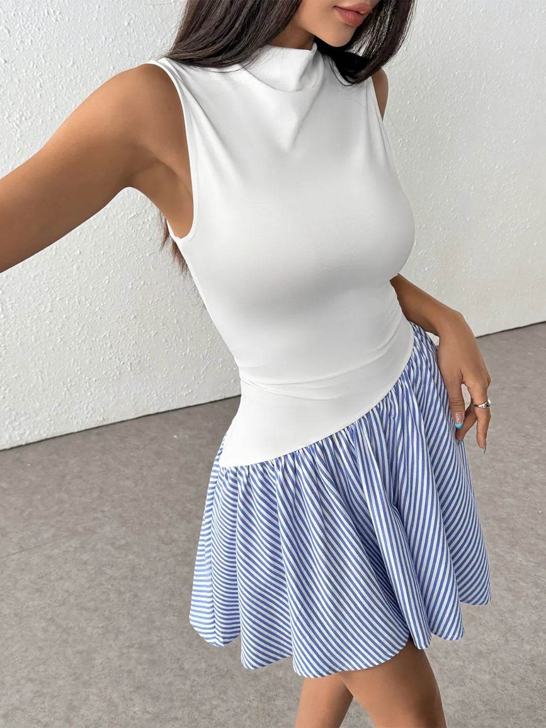 Striped Mock Neck Sleeveless Mini Tank Dress Trendsi 299a5286-f9cb-48cb-ad75-261f0a70c40e-Max-Origin