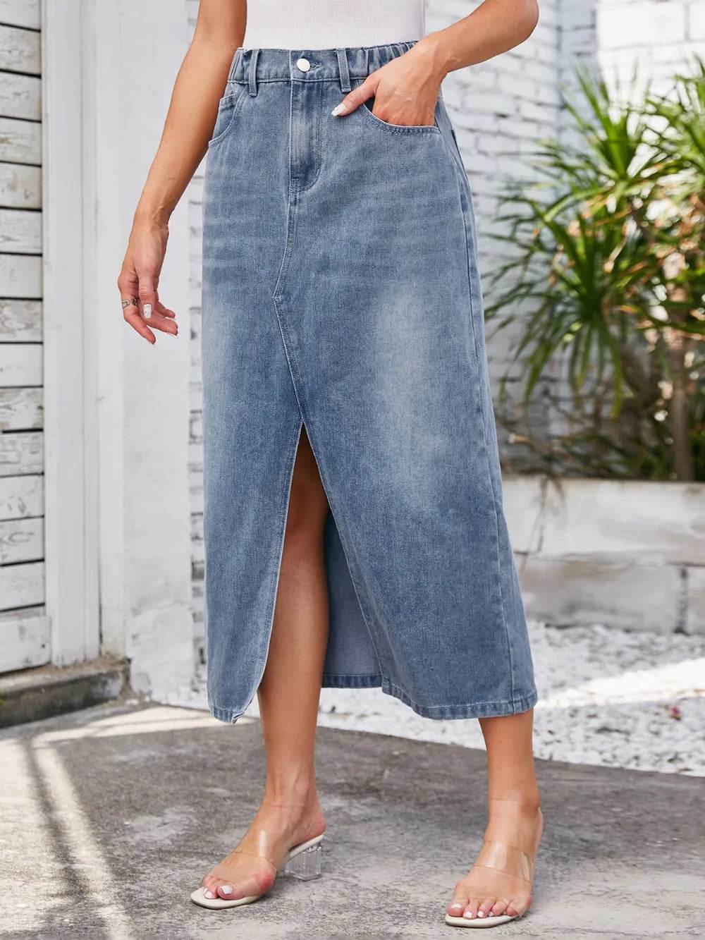 Slit Midi Denim Skirt with Pockets Trendsi 29acd9bf-d4ad-4c38-91d2-46604d552ef8-Max