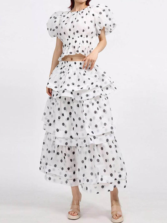 Polka Dot Puff Sleeve Top and Skirt Set Trendsi 29da8207-d2a5-4416-b56b-e669f19ede4e-Max-Origin