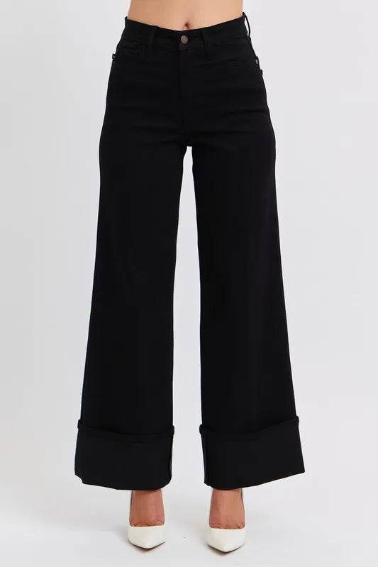 Judy Blue Full Size High Waist Reto Wide Leg W/ Cuff Plus Size Trendsi 29e44f85e64442fb90335b0067deda32-Max-Origin