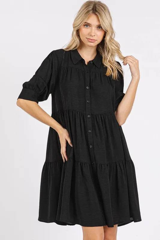 Mittoshop Button Detail Collared Neck Tiered Shirt Dress Black Trendsi 2a21abab-7395-4f54-9114-06110679f0f1-Max