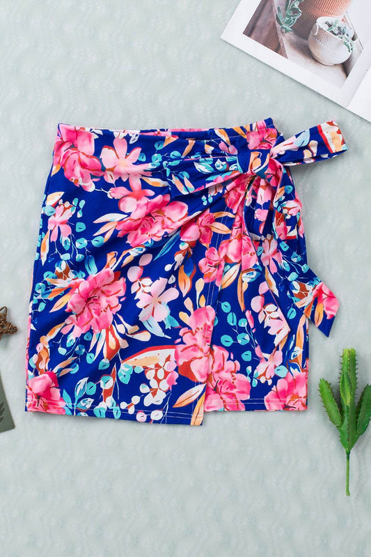 Floral Tied Mini Skirt Trendsi 2a35882bf0c145efae425916e937c1a1-Max