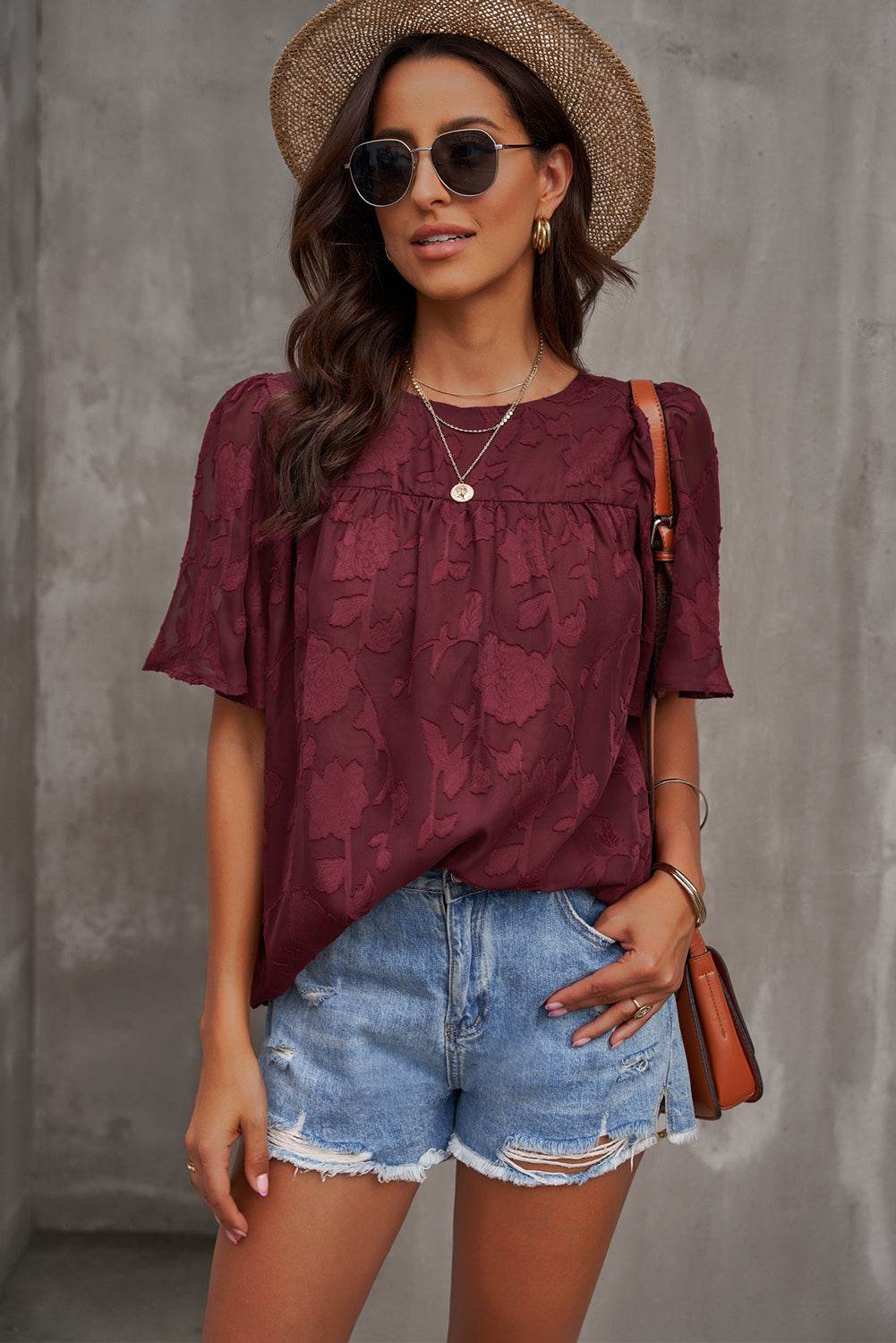 Round Neck Puff Sleeve Blouse Trendsi 2a53d94c2e1d465cbb2bb1db91fd8cff-Max