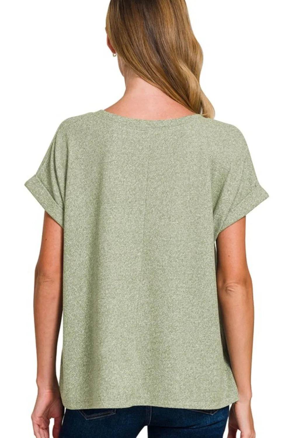 Zenana Soft Melange Hacci V-neck Tee Trendsi 2a7d3dec-8cc0-4db9-891f-f5f4b46c1ef9-Max-Origin