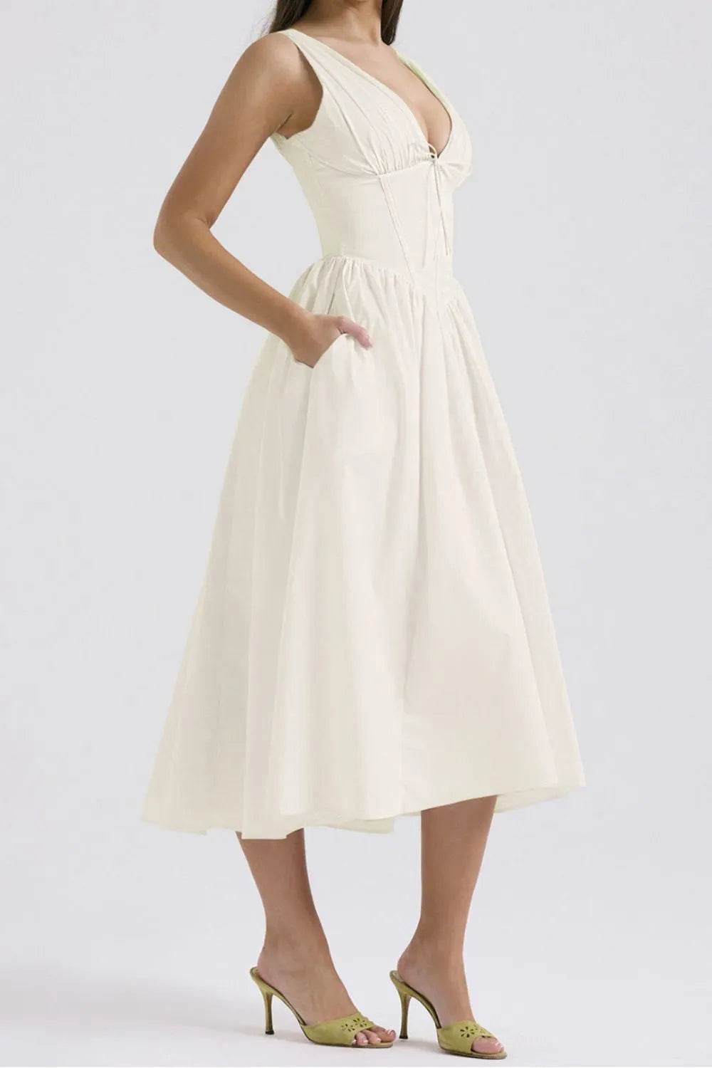 Ruched V-Neck Sleeveless Dress with Pockets Trendsi 2ad0a753-273d-42ad-bc79-b639d5070d8e-Max-Origin