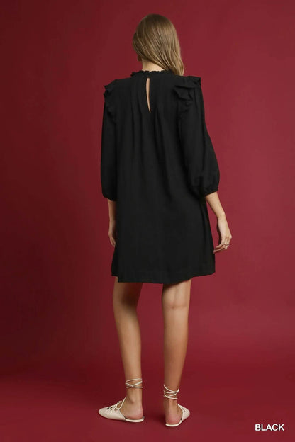 Umgee Linen Ruffle Shoulder Pleated Babydoll Dress Trendsi 2ae73a90-f44b-4b6a-8938-bd50a2817684-Max-Origin