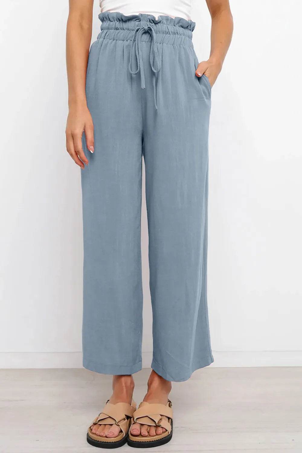 Drawstring Paperbag Waist Wide Leg Pants Trendsi 2aedc241-5562-4e94-a363-7367cf79248e-Max