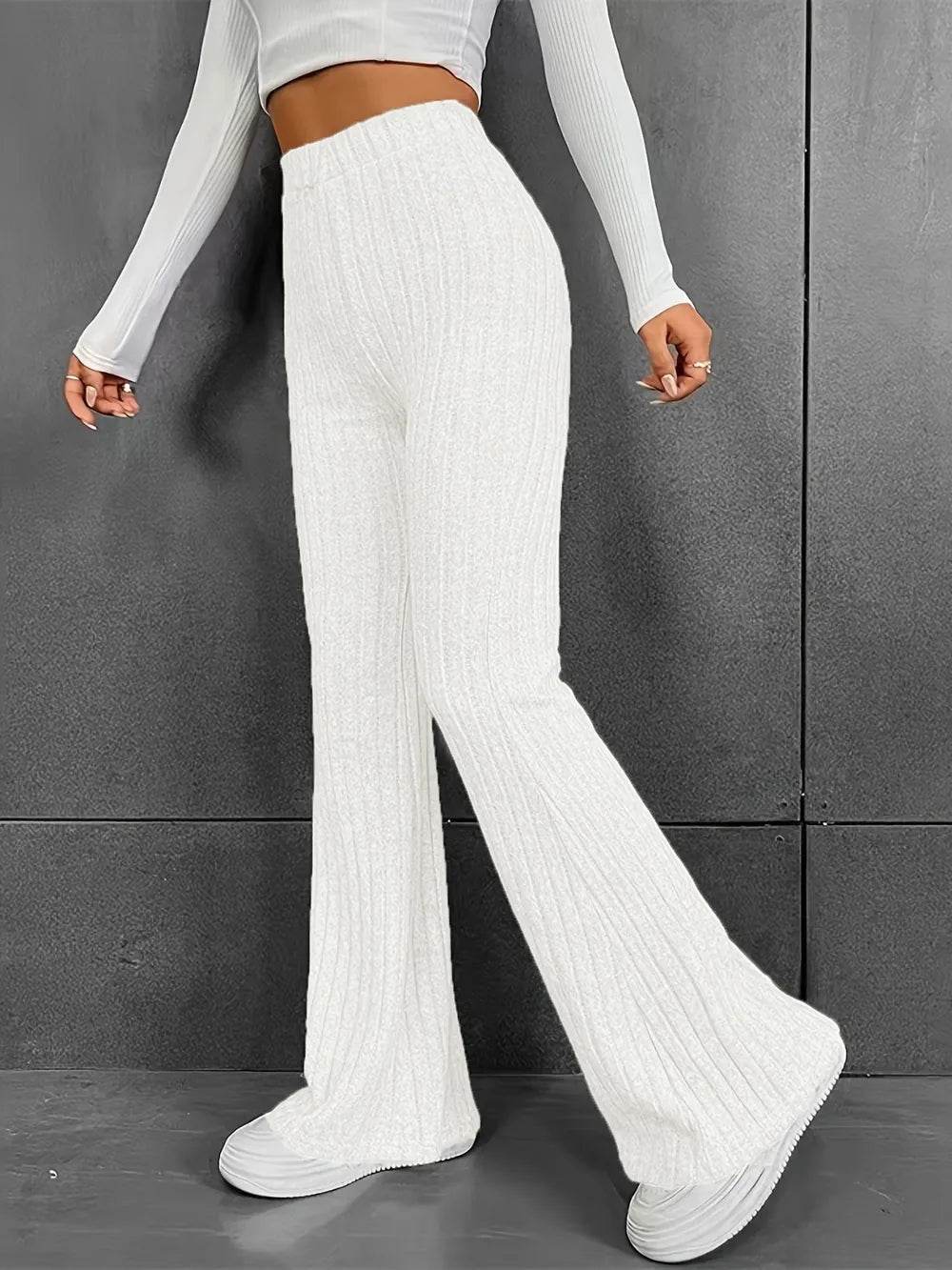 Ribbed High Waist Bootcut Pants Trendsi 2b2a08d0-8d5a-45b1-90c1-080fba12b420-Max