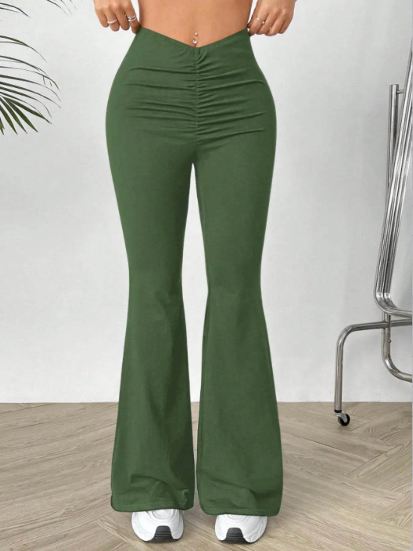 High Waisted Flare Pants Green Trendsi 2b30a49663dc40dc909b9edbbb88f217-Max-Origin
