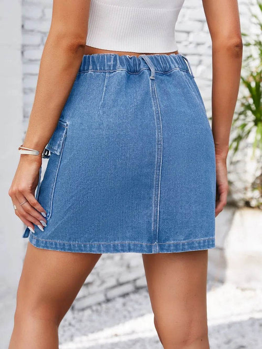 Pocketed Buttoned Denim Skirt Trendsi 2b3c0303-3f8b-4f6e-8df8-dc36e670e773-Max