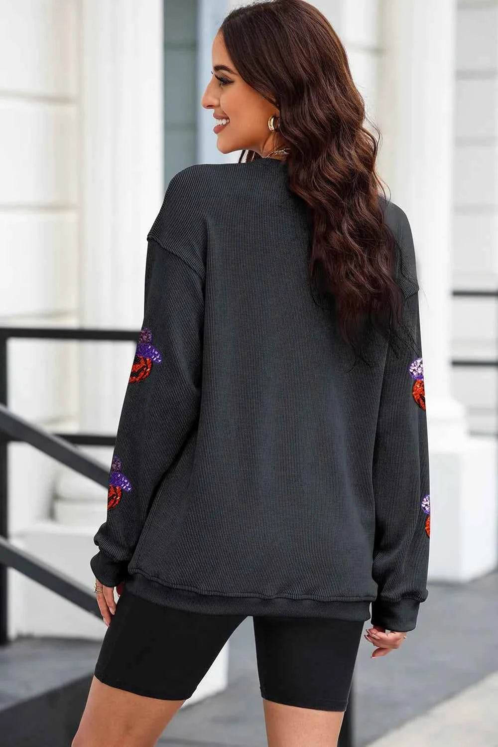 Sequin Pumpkin Long Sleeve Sweatshirt Trendsi 2b52bda0-94db-4dc0-ab4e-c60bae3e8c19-Max