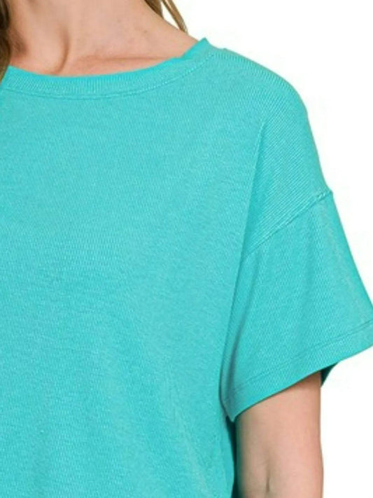 Zenana Ribbed Round-Neck Crop T-Shirt Trendsi 2c08b1ad-dc89-42b1-be92-a036d32526bd-Max-Origin