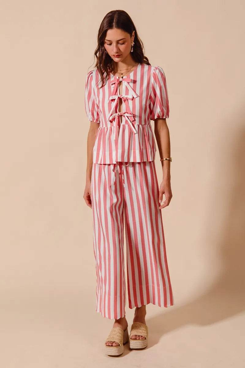 SO ME Front Tie Stripe Top With Puff Sleeves and Wide Leg Pants Set Trendsi 2c176427cd9f484f8a008aefa47965fd-Max-Origin