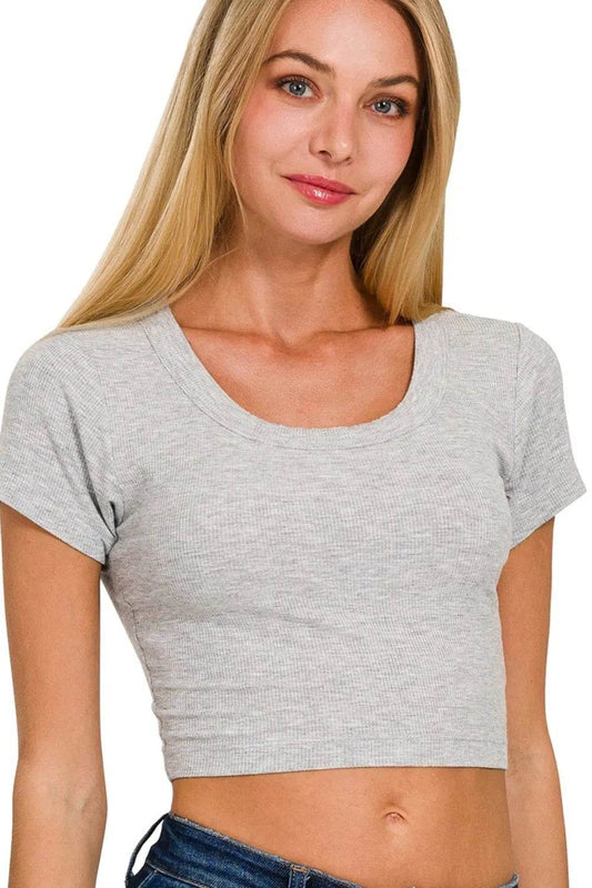 Zenana Ribbed Scoop Neck Crop Short Sleeve Top H GREY Trendsi 2c45e348-6d53-45b5-bb27-9dcf8e7e463f-Max-Origin