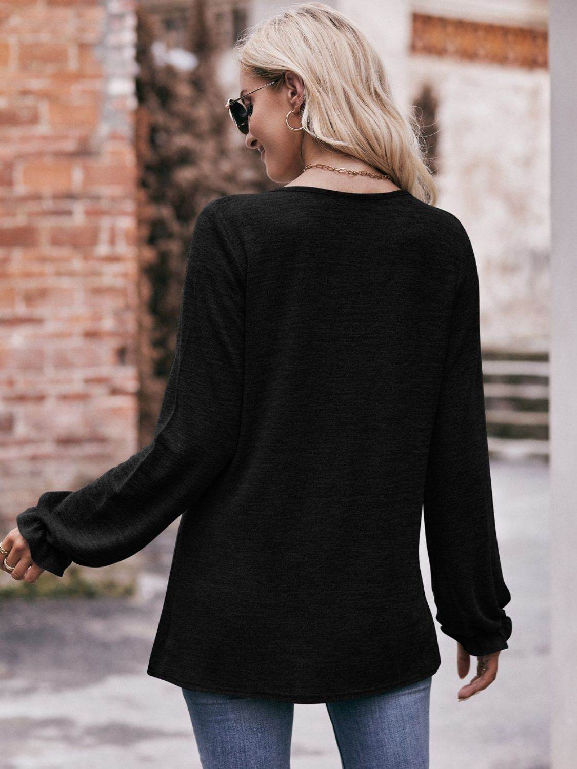 Mandy Long Flounce Sleeve Round Neck Blouse Trendsi 2c5aea9398ab4e1db87fe6299078a9c3-Max