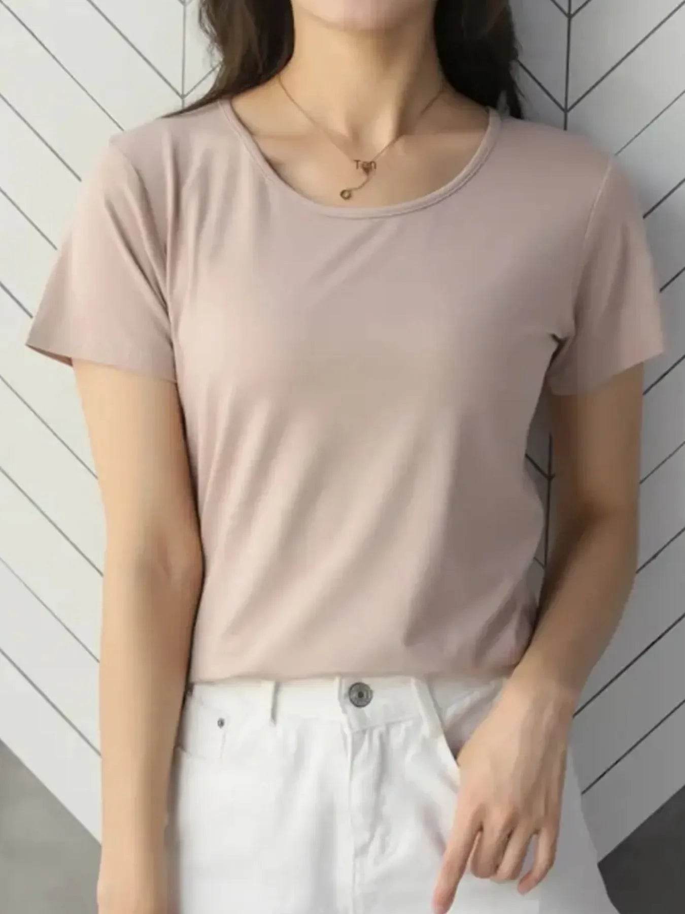 Round Neck Short Sleeve T-Shirt Pale Blush Trendsi 2c76ffa5-e671-48cc-b0ba-6b4f4e96e292-Max-Origin