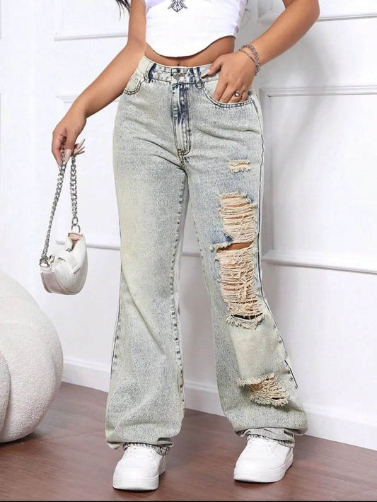 Distressed High Waist Jeans Light Trendsi 2c91d385-12db-4e21-b853-0e028b16e4e3-Max