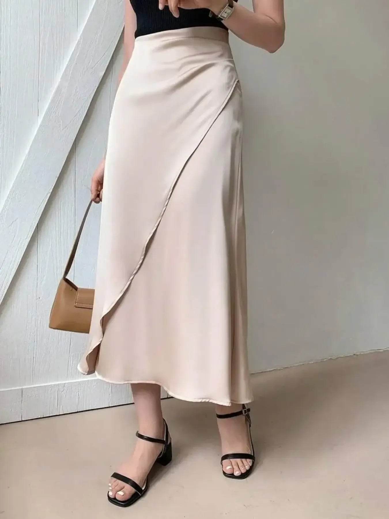 Asymmetric Wrap Midi Skirt with Fluted Hem Trendsi 2cb897fe786844c2b4ee99e494b98bc2-Max-Origin