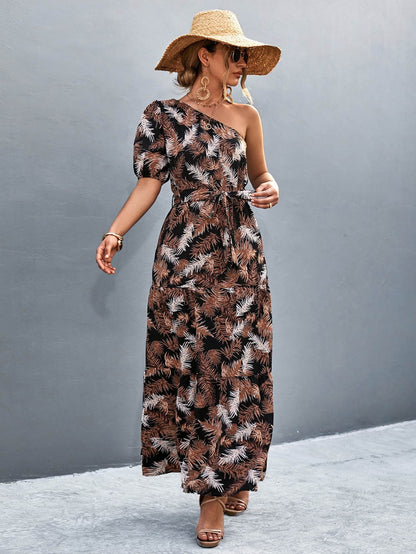 Printed Tie Waist One Shoulder Maxi Dress Black Trendsi 2ccc6b943b1845c9a1e962dc9e8a067a-Max