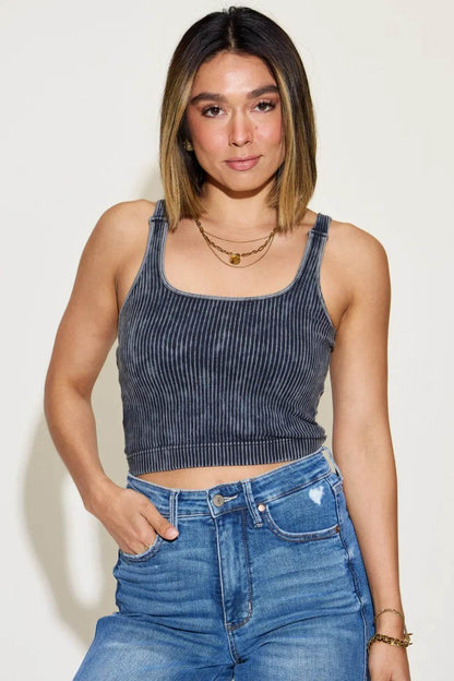 Zenana Ribbed Washed Square Neck Tank ASH BLACK Trendsi 2d0751a3-0db8-4b6f-8ca5-bca4fcf6faef-Max
