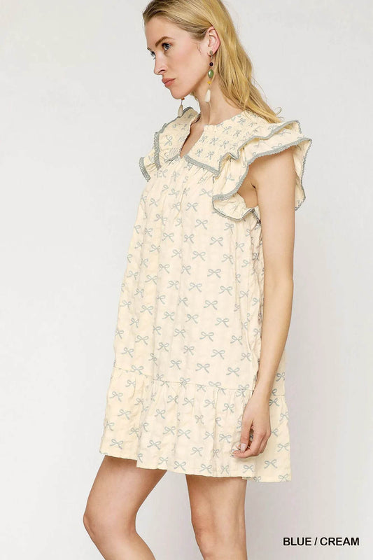 Umgee Bow Print Ruffled Cap Sleeve Mini Dress Trendsi 2d20222a-6f50-4097-98ea-8ab4d153f520-Max-Origin