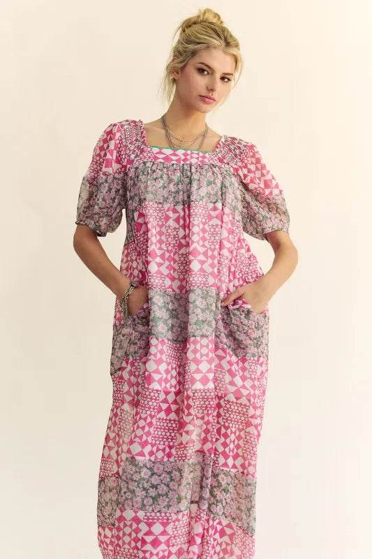 Davi & Dani Multi Floral Square Neck Puff Sleeve Maxi Dress Trendsi 2d632364014244f4afc3c39a1d6ec5bb-Max-Origin