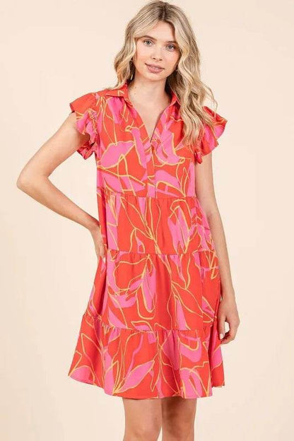 Mittoshop Leaf Print Ruffle Sleeve Tiered Mini Dress Trendsi 2d6c5067-ad73-4733-a3a2-5d75d63c2165-Max