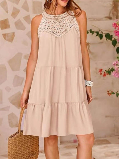 Ruffled Hem Lace Sleeveless Dress Tan Trendsi 2db0dd5a-d274-412b-a906-e010f58c5b15-Max-Origin