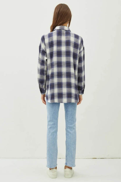 Be Cool Plaid Flannel Button Down Shirt with Chest Pocket Trendsi 2dd6cd47-47ba-4b68-96a1-e454d47d5f67-Max