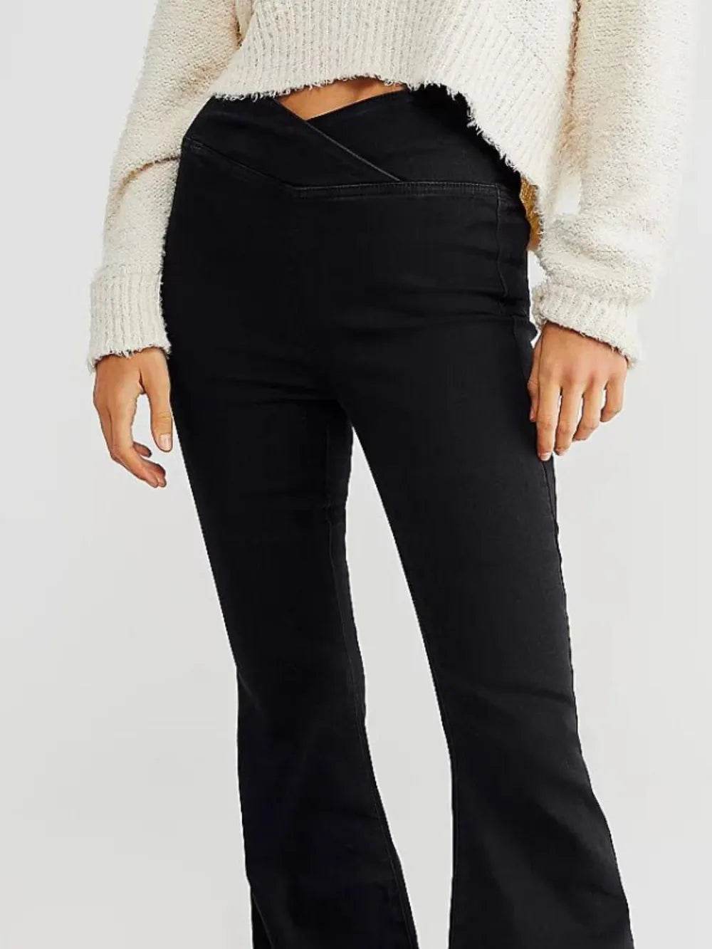 Asymmetric Waist Flare Jeans Trendsi 2e0a60cf-b4a0-40ed-bbcf-8752bc70fd1e-Max
