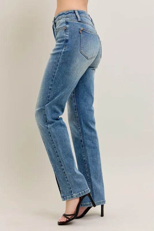 Judy Blue Full Size High Waist Vintage Wash Front Seam & Slit Straight Plus Size Trendsi 2e2b318c922f4a32b28c4bd5b6a2954f-Max-Origin