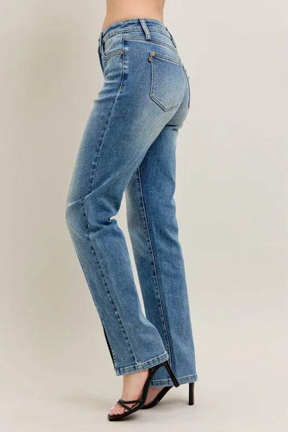 Judy Blue Full Size High Waist Vintage Wash Front Seam & Slit Straight Plus Size Trendsi 2e2b318c922f4a32b28c4bd5b6a2954f-Max-Origin