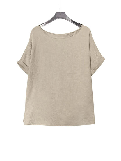 Boat Neck Short Sleeve Top Khaki Trendsi 2e3188626c9041c6ba37410fff465330-Max-Origin