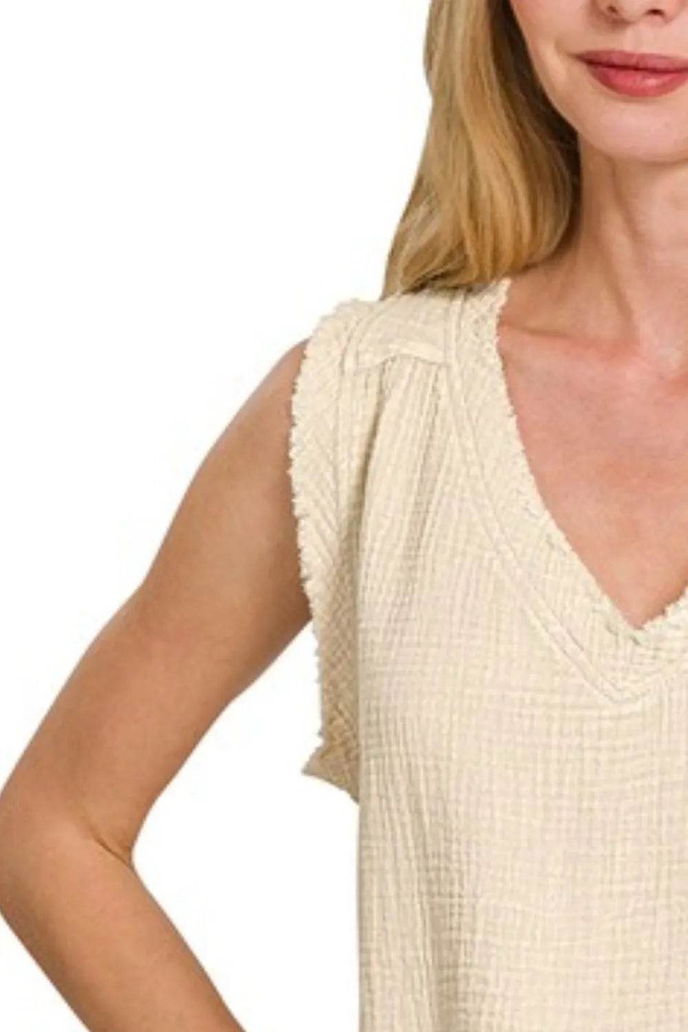 Zenana Double Gauze Raw Edge Acid Washed Tank Trendsi 2e324ae0-63d5-423f-97d2-3eedee57fb4a-Max-Origin