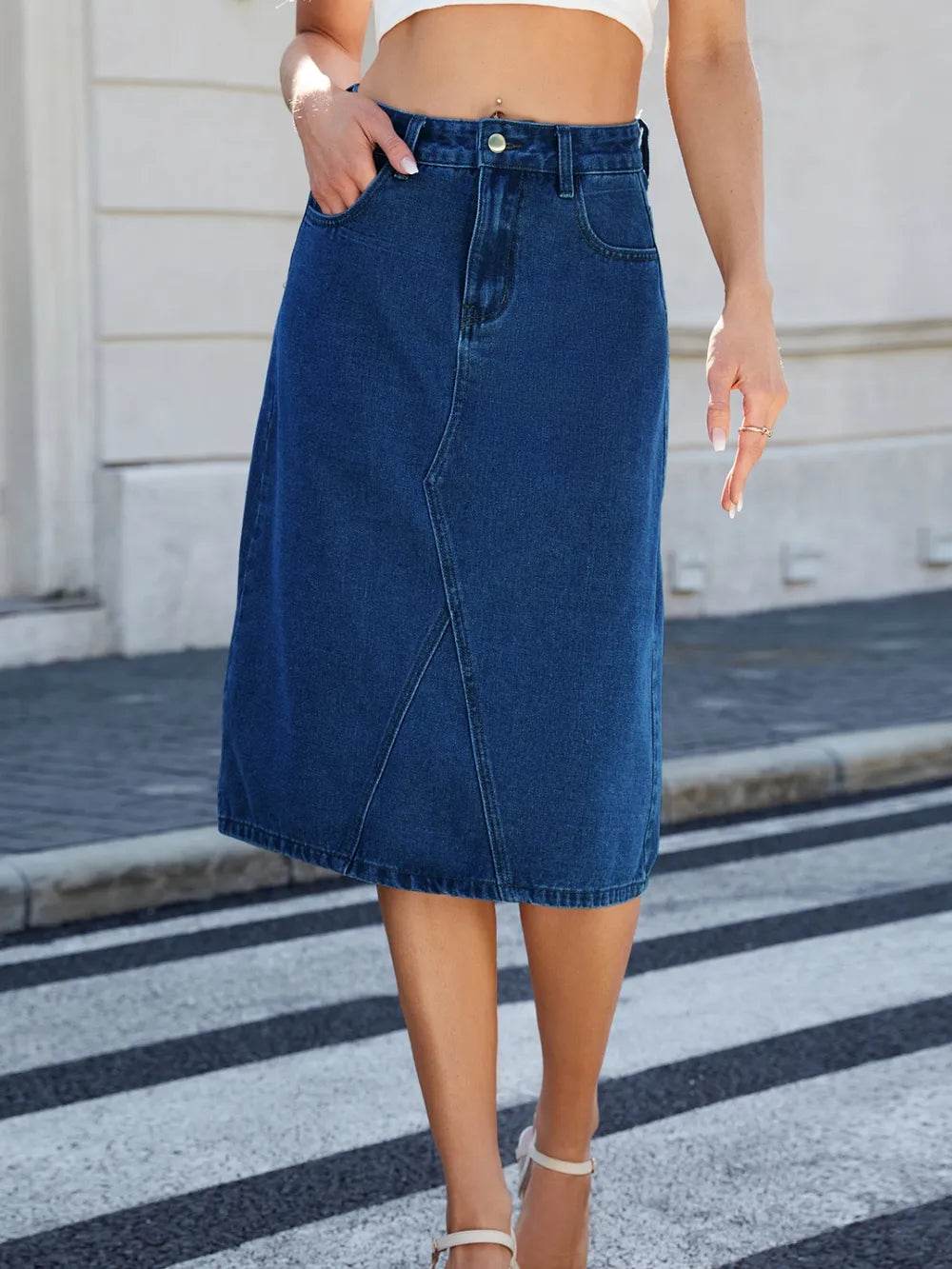Slit Back Midi Denim Skirt Trendsi 2e3d1caa-33c9-4f3d-9a4d-7616e3ef7274-Max